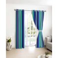 thumbnail image 3 of Mexican Style Blackout Curtains for Bedroom/Living Room, Thermal Insulated Kitchen Curtains, Colorful Mexico Stripes Teal Blue Grommet Darkening Window Treatment Drapes 52"x72"x2, 3 of 8