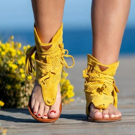 

Njoeus Women Girls Retro Bohemian Tassel Sandals Roman Beach Shoes Boots
