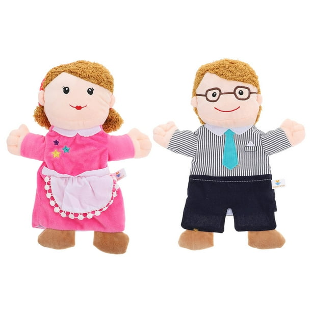KAKOWELY 2 marionetas de mano de dibujos animados de madre y padre, juguete educativo para niños
