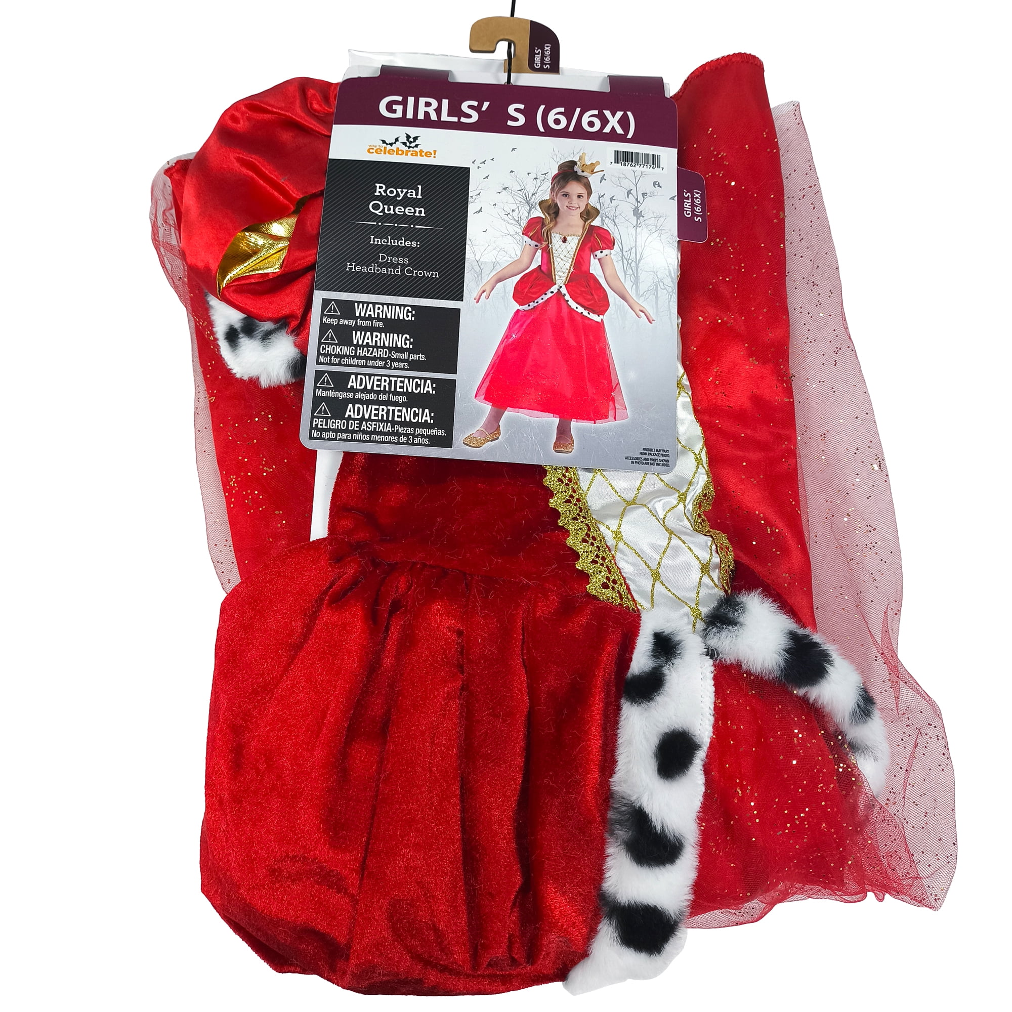 Royal Queen Halloween Costume for Children, Girl's Size S (6/6x), by Way to Celebrate
