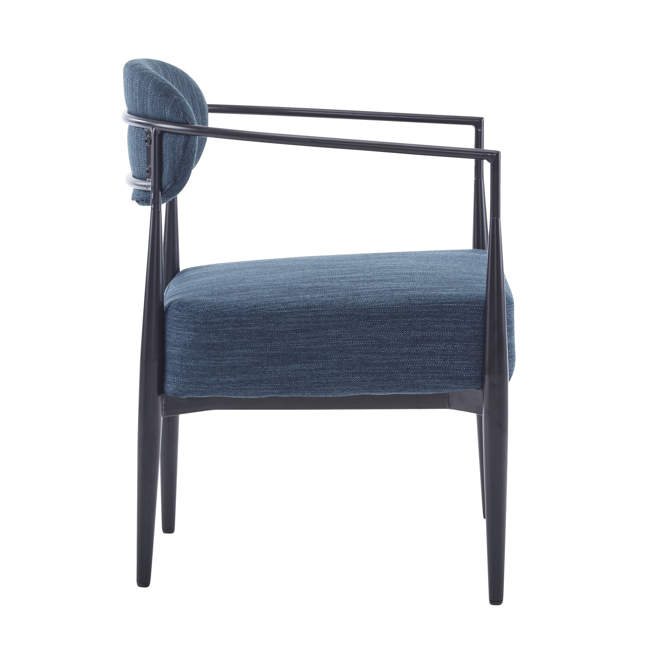 Draxiel Modern Upholstered Accent Chair, Iron, Navy Blue + Black
