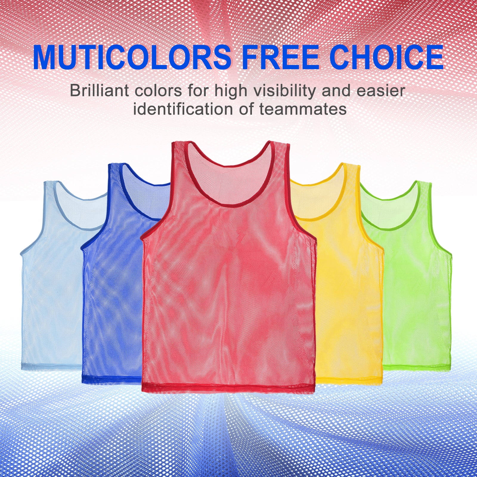 Unique Bargains 12 Pack Adults Sport Polyester Soccer Jersey Training Mesh Scrimmage Vests Yellow, Red