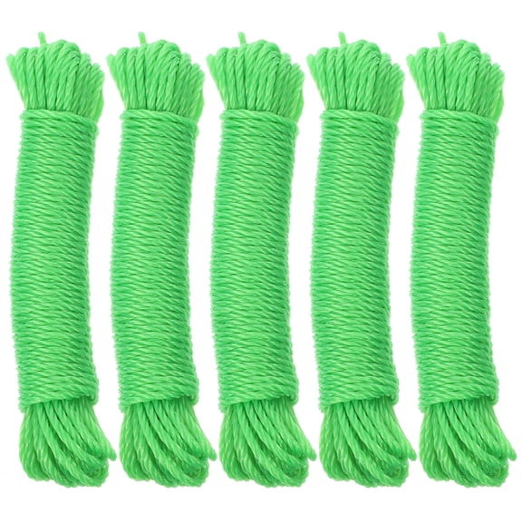 Nylon Non-slip Windproof Clothesline Rope for Outdoor Clothes Drying 5pcs Green