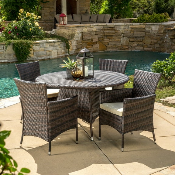 Cliffton Outdoor Resin Wicker DINING SET , multibrown