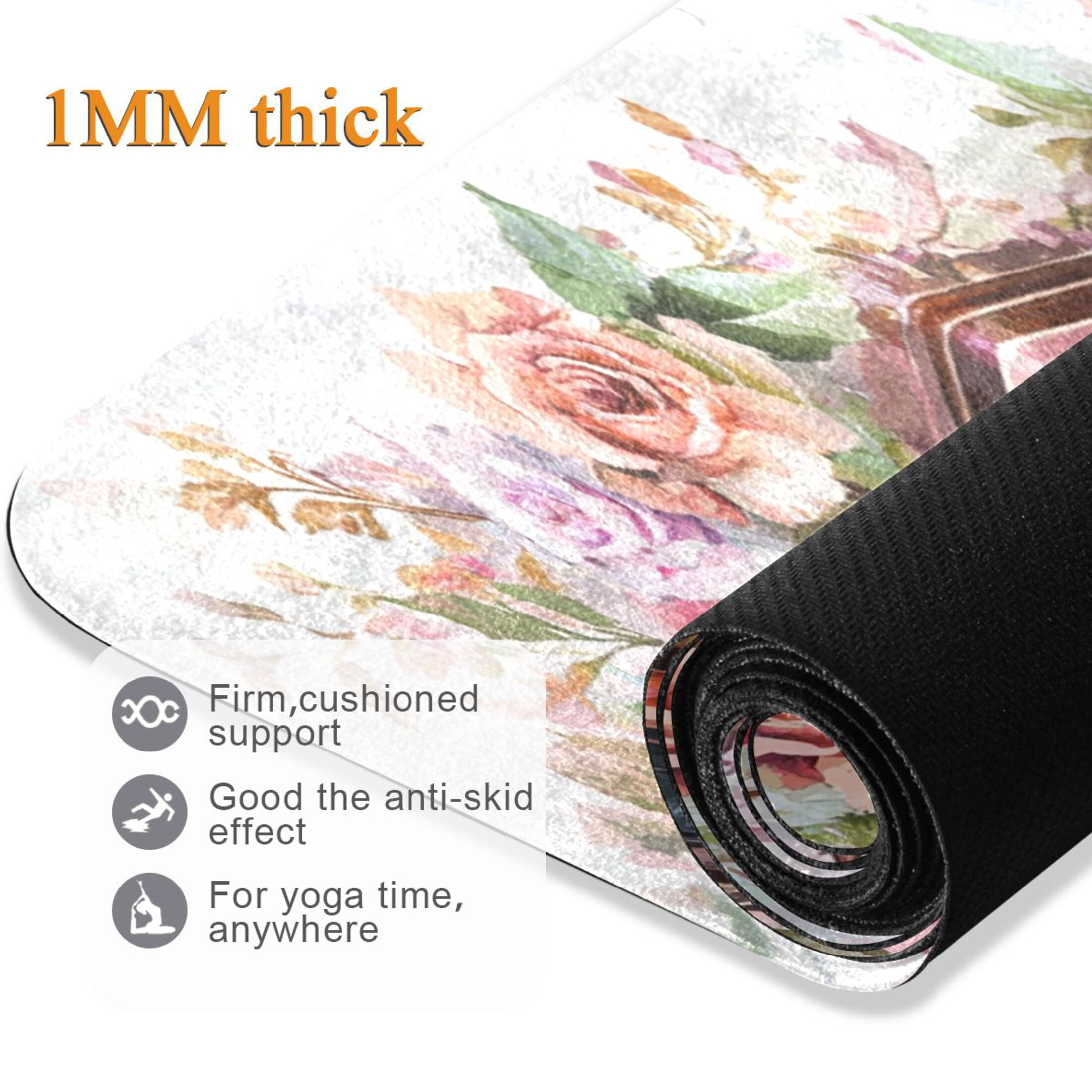 BZSMCE Yoga Mat Women Gramophone with Floral Design Fitness Mat