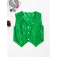 thumbnail image 5 of inhzoy Kids Boys Girls Shiny Sequin Vest Waistcoat Jacket Modern Dance Costume Green-A 150, 5 of 7