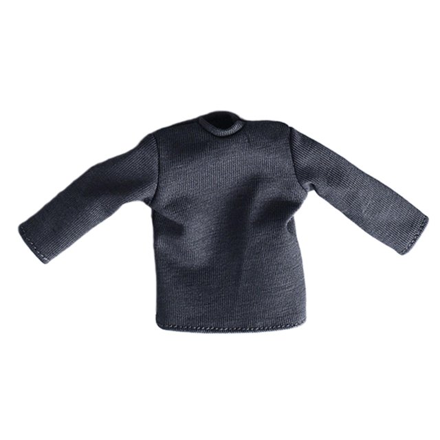 Camisas de manga larga a escala 1/12 para muñeca delgada, top básico informal, disfraz para muñeca de 6 pulgadas gris