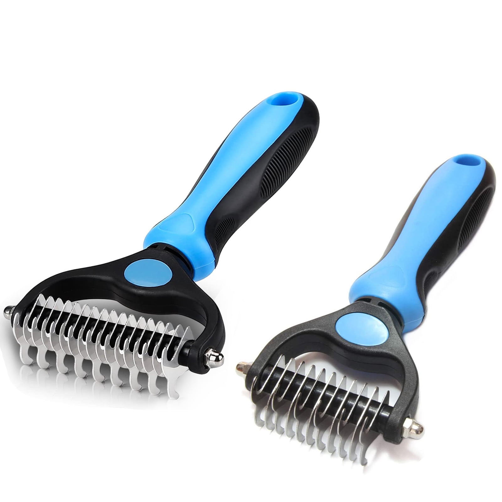2 Pcs Pet Grooming Dematting Brush Double Sided Deshedding Brush for Dog Cat Removes Loose