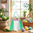 thumbnail image 4 of Decoraciones de Pascua, regalos de Pascua, adornos de Pascua, cesta de cola de conejo con orejas largas, cesta redonda de lino, bolsa de regalo de Pascua, bolso de mano, cesta de almacenamiento de hue, 4 of 6