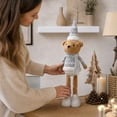thumbnail image 7 of VORJELT Retractable Leg Christmas Bear Decor - Soft Stuffed Figurine with Adjustable Legs, Cute Holiday Ornament for Fireplace, Shelf & Table - Ideal Winter Gift for Family & Friends E, 7 of 7