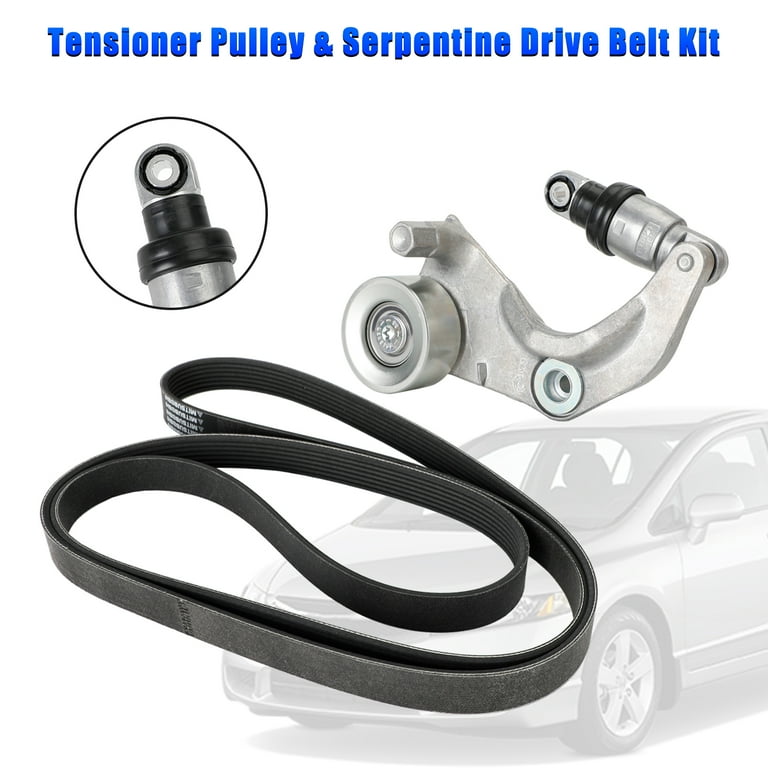 Tensioner Pulley Serpentine Drive Belt Kit For Honda Civic 2006