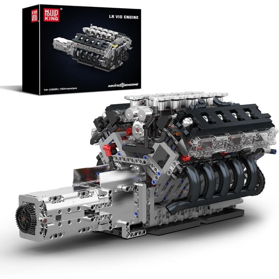 Engine Building Blocks Sets- Build Your Own STEM V10 Engine Model Kit, 10-Cylinder Car Engine Building Engineering Toys for Adults Collections Home or Office Décor (1834 PCS)