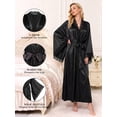 thumbnail image 6 of Womens Robe, AMITOFO Silky Satin Kimono Robe for Women with Lace Trim Long Lightweight Floor-Length Elegant Getting Ready Robe for Bride, Black, 6 of 8