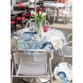 thumbnail image 5 of Outdoor Tablecloth with Umbrella Hole for Patio/Picnic/Party/Camping, Navy Blue Shell Coastal Waterproof Table Cloth Round Cover Washable, Starfish Coral Wooden Ocean Sea (Dia 60"), 5 of 9