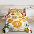 thumbnail image 2 of Feelyou Cartoon Orange Flower Twin Comforter Sets, Groovy Blossoms Bedding Set, 2pcs, 2 of 8
