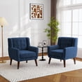 thumbnail image 6 of UIXE Accent Chair Set of 2 Accent Armchair Modern Upholstered Living Room Chair with Solid Wooden Legs, Royal Blue, 6 of 7