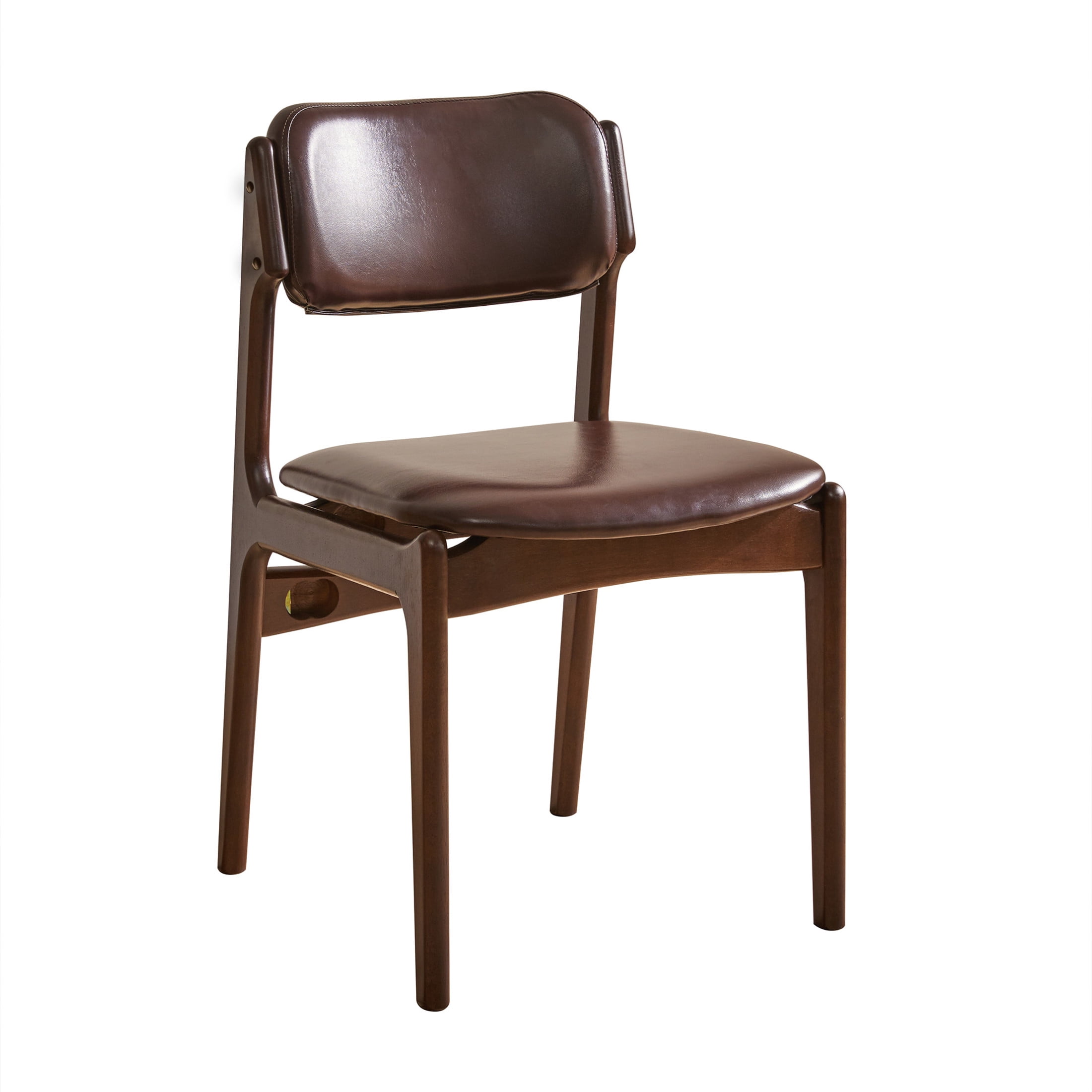 Noble House Marcus Modern Solid Wood Dining Chair with PU Leather Upholstery, Ergonomic Backrest Side Chairs, Coffee