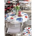 thumbnail image 5 of Outdoor Tablecloth with Umbrella Hole for Patio/Picnic/Party/Camping, 4th of July Waterproof Table Cloth Round Cover Washable, Independence Day Floral Blue Red Vintage (Dia 54"), 5 of 9