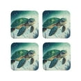 thumbnail image 2 of Disketp Watercolor Turtle1 Funny Coasters,4 Pcs Leather Coasters With Holder, Perfect Housewarming Hostess Gifts,Protect Furniture From Water Marks Scratch And Damage, 2 of 9