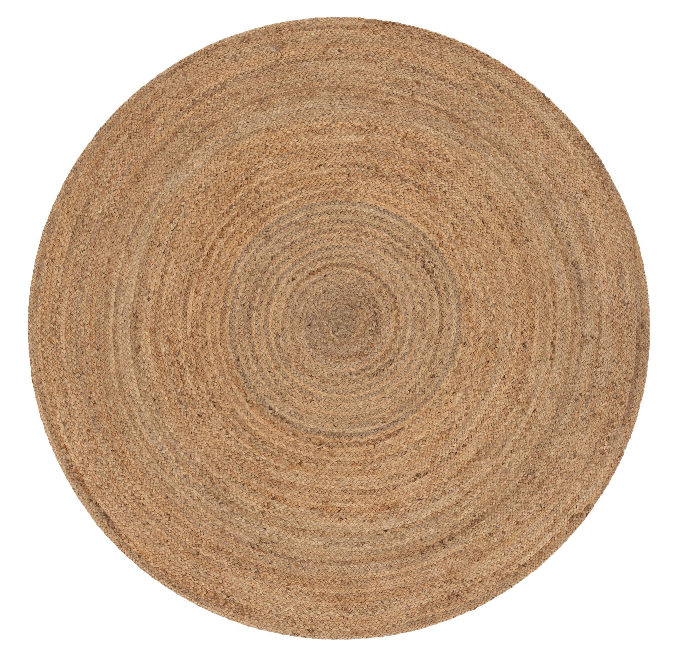 Well Woven Brielle Larissa Farmhouse Solid Pattern Natural Color Hand-Braided Basket Weave Jute 4' Round Area Rug