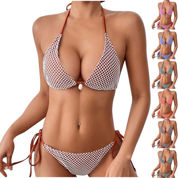 TAGOLD Womens Bikinis Set Solid Color Strap Classic TwoPiece Bikini Swimsuit For Summer Beach Pool Water