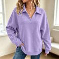 thumbnail image 5 of Hurxie Womens Oversized V Neck Fleece Sweatshirt Casual Long Sleeve Sweatshirts Collared Pullover Sweatshirts, 5 of 7