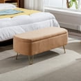 thumbnail image 3 of Storage Ottoman Bench, Storage Bench with Safety Hinge and Metal Feet, Faux Fur Upholstered Storage Bench, 3 of 8