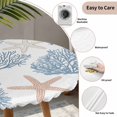 thumbnail image 5 of Light Blue Coral Coastal Round Fitted Tablecloth with Elastic Edge, Waterproof Table Cloth Table Cover for 45"-54" Tables, Summer Beach Starfish Shell Tablecloths for Dining Picnic Indoor Outdoor, 5 of 9