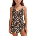 thumbnail image 3 of Odeerbi 7-16 Years Kids Teen Girls One-Piece Swim Dress Summer Tie Knot Swimdress Cute Swimsuit, 3 of 9