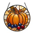 thumbnail image 2 of Stained Glass Window Hanging With Pumpkin And Berry Motifs For Christmas Thanksgiving And Fall Decor, 2 of 5