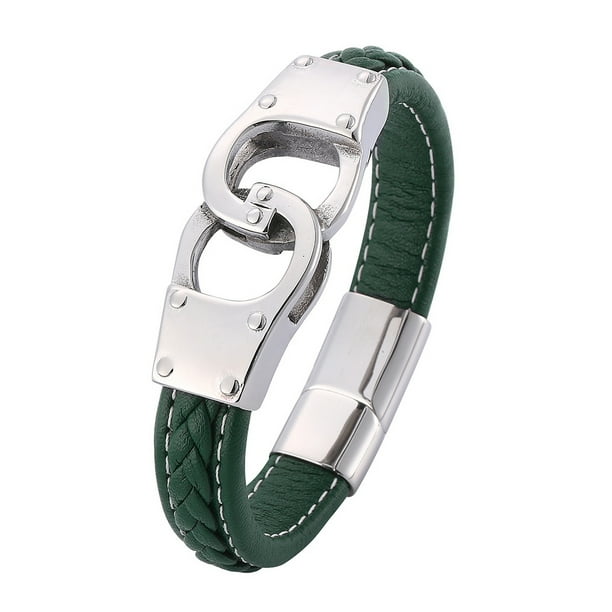 Minnieouse trenzada personalizada diseñada exclusivamente para hombres Pulseras Mujer Brazaletes EleganceBeauty Ropa, zapatos y accesorios Miscelánea verde