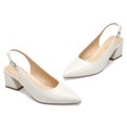 thumbnail image 5 of Zhabtuc Fashion Pointed Toe Slingback Heels Block Wedge Shoes Prom Party Shoes White Size 6, 5 of 7