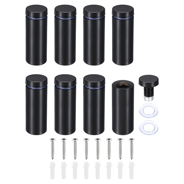 Unique Bargains 3/4 x 2 Inch Sign Standoff Screws, 8 Set Stainless Steel Wall Standoff, Black