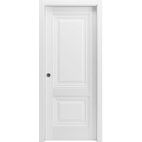 Sliding French Pocket Door 42 x 96 inches with | Lucia 8831 White Silk | Kit Trims Rail Hardware | Solid Wood Interior Bedroom Sturdy Doors