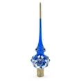 thumbnail image 2 of White Florals with Jeweled Accents on Royal Blue Glass Christmas Tree Topper 11 Inches, 2 of 4
