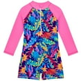 thumbnail image 1 of Girls Rash Guard Swimming Bathing Suit Cute Print Long Sleeve Sun Protection Summer Bathing Suits 8-9Years Girl Fashion, 1 of 9