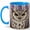 Blue, variant on Stained Glass Owl Coffee Mug, Purple Bird Mug, Ceramic 11 oz
