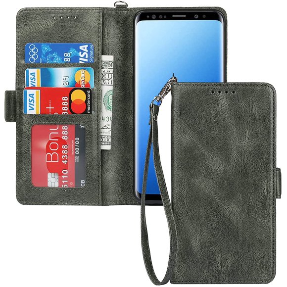 ELTEKER Samsung Galaxy S9 Wallet Case,Premium Leather Credit Card Holder Magnetic Flip Kickstand Wallet Case