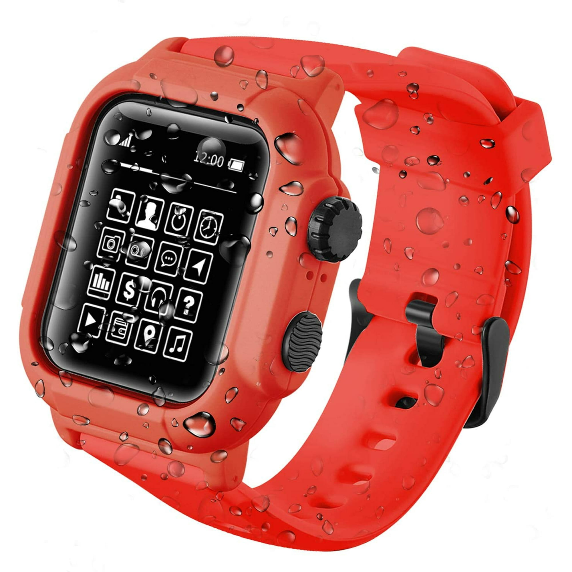 Compatible with Apple Watch Series 3 Series 2 42mm Waterproof Case with Band IP68 Full Sealed Shockproof Cover Case with Premium Silicone Sport