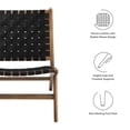 thumbnail image 3 of Maklaine Woven Leather & Wood Accent Lounge Chair in Black and Walnut, 3 of 9