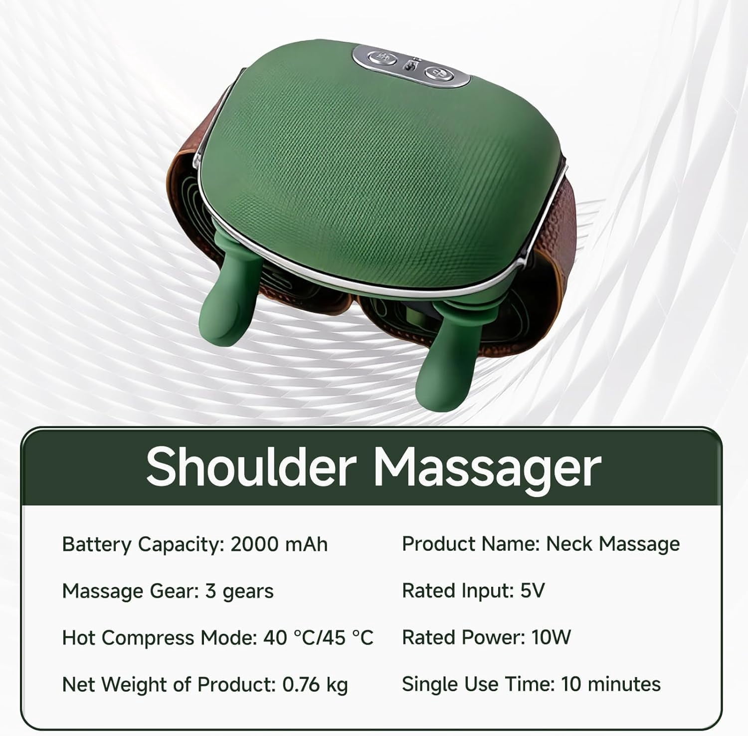Neck Massager, Shiatsu Neck and Back Massager with Heat, 4D Kneading Simulated Human Hand Design Electric Deep Tissue Massage, Portable Body Massager for Shoulder, Pain Relief & Muscle Relax