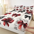 thumbnail image 4 of Manfei Girls Red Ribbon Bowtie Full Size Sheets 4-Piece,Gothic Romantic Roses Bed Sheets for Kids Teens,Super Cozy Room Decor, 4 of 5