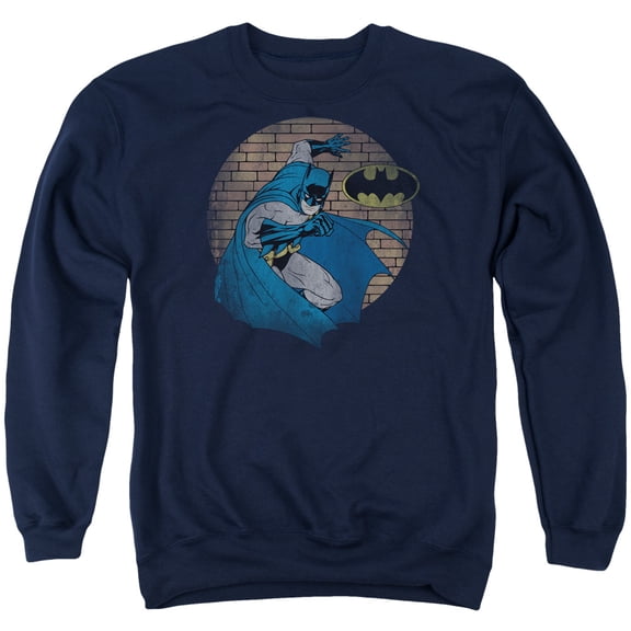 Batman In The Spotlight Adult Crewneck Sweatshirt Navy