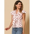 thumbnail image 2 of DARING DIVA Polka Dots Ruffled Sleeve Tie Neck Blouse M White Red, 2 of 6