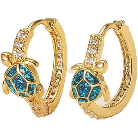Cute Turtle Hoop Earrings for Women Crystal Cubic Zirconia Sea Turtles Huggie Hoops Ocean Animal Cartilage Hinged Earrings Fashion Beach Holiday Jewelry