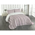 thumbnail image 3 of Ambesonne Geometric Quilted Bedspread Set 3 Pcs, Vertical Line Art, Queen Size, Warm Taupe Pink White, 3 of 5