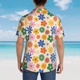 thumbnail image 4 of Gaeub Groovy Daisy Flowers Print Men's Hawaiian Shirt,Button Down Short Sleeves Shirts,Tropical Beach Casual Button Down Shirts,XX-Large, 4 of 7
