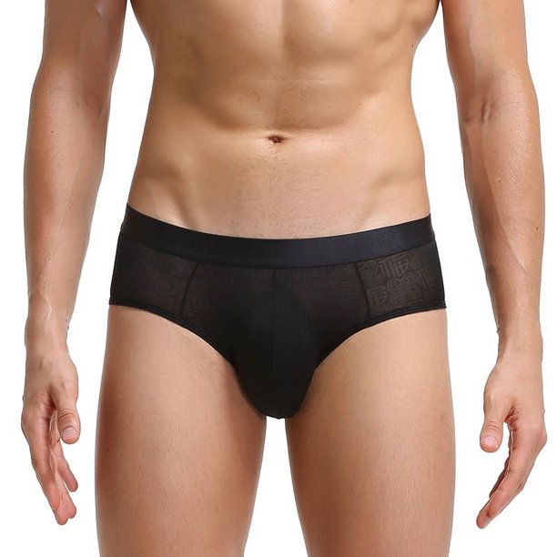 Ropa interior sexy de nailon fino con estampado de jacquard de la suerte para hombre, ropa interior transpirable para hombre