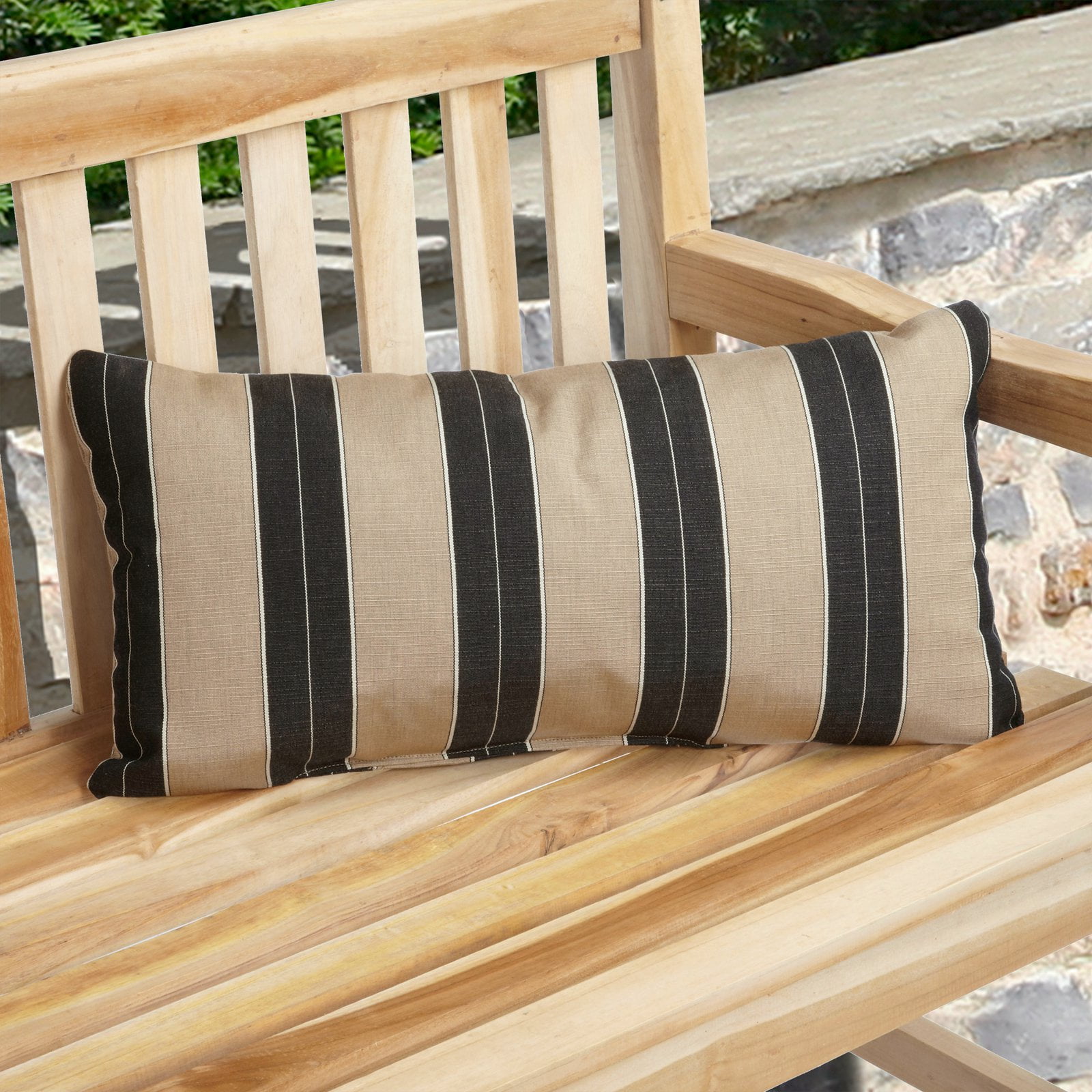 Mozaic Company Sunbrella Striped Outdoor Lumbar Pillow with Knife Edge
