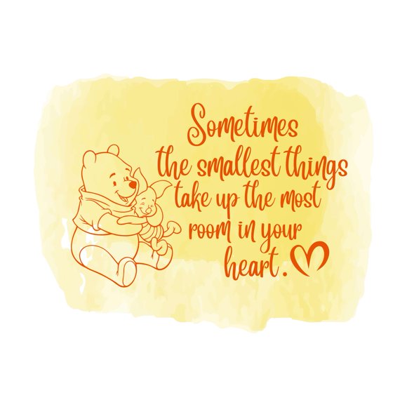 Children The Most Room In Your Heart Loving Quote Wall Decal Decoration Cute Bear and Pig Friends Big Hug The Smallest Things Lasts Years and Easily Removable - Size: 30 In(W) x 24 In(H)